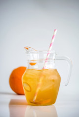 Fruit tea cups. Iced tea and Lemon Citrus