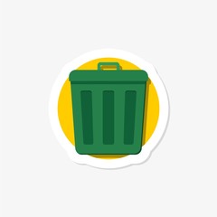 Trash can sticker icon isolated on white background