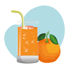 glass with juice of fresh oranges fruit