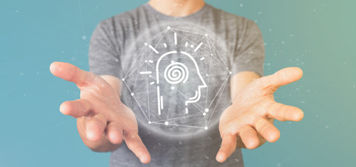 Conscious head icon on a color background