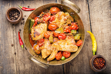 Baked chicken in vegetables