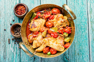 Baked chicken in vegetables