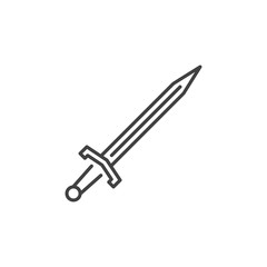 Sword vector concept icon or symbol in thin line style