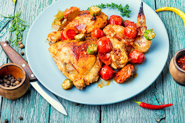 Baked chicken in vegetables
