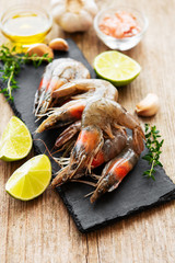 Fresh raw prawns