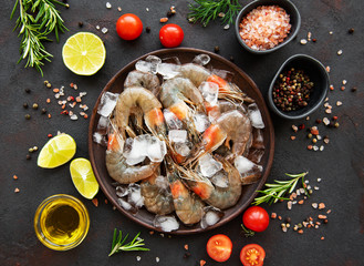 Fresh raw prawns
