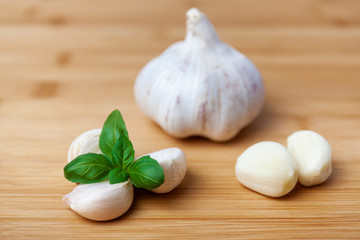 garlic on a wooden board