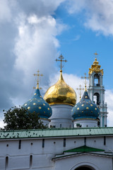 Fototapeta na wymiar Domes of the churches in the Trinity Lavra of St. Sergius Monastery in Sergiyev Posad