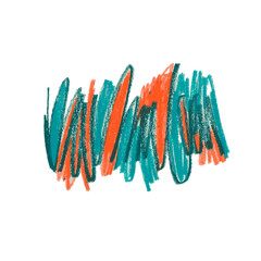 Crayon scribble hand drawn vector illustration. Colorful wavy wax pencil scrawl.