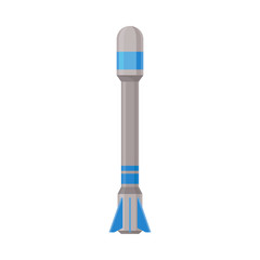 Gray missile with a rounded top. Vector illustration on a white background.