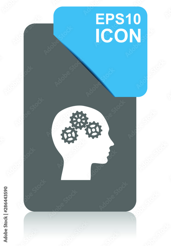 Aufkleber head black and blue vector pointer icon on white background in eps 10