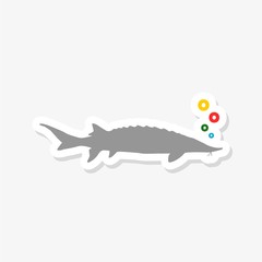 Fish sticker icon silhouette. Fisheries logo symbol