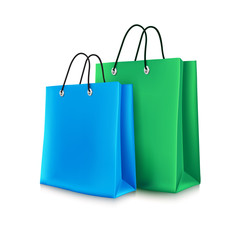 Set of colorful empty shopping bags isolated in white background. Vector illustration