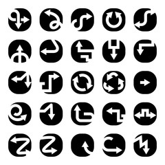 arrow icons in circle buttons set