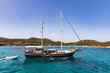 Historic sailboat off the coast of Corsica, France