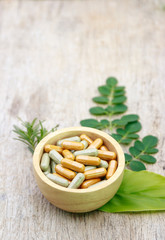 herbal medicine with herb rosemary moringa and ginger for healthy eating 