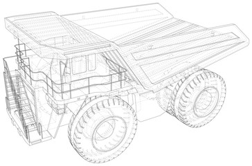 Big mining truck. EPS10 format. Wire-frame style. Vector created of 3d.