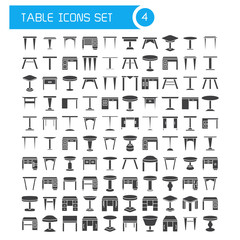 vector set of table, desk and chair icons