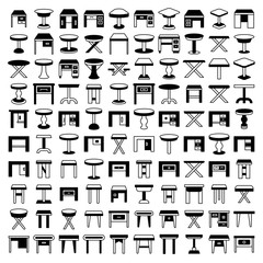 vector set desk and table icons