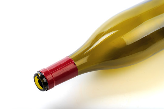 empty bottle of wine  isolated on a white background - Image