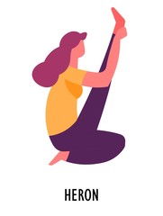 Heron asana, yoga pose, sport and fitness, meditation