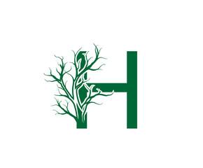 Fototapeta na wymiar Abstract Letter H Nature Nature Dead Tree Logo Icon. 