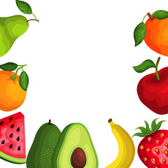 group of fresh fruits nature frame