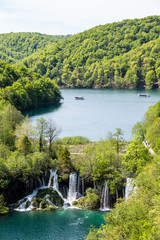 Fototapeta na wymiar Plitvice Lakes National Park, Croatia. Small waterfalls