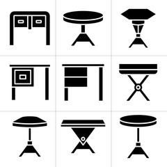 table, desk and chair icons set