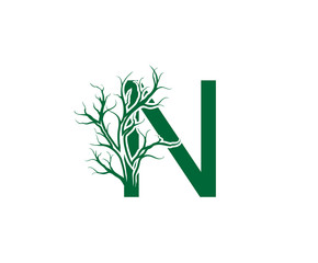 Abstract Letter N Nature Nature Dead Tree Logo Icon. 