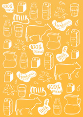 Milk doodle background