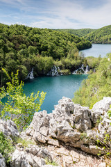 Plitvice Lakes National Park, Croatia. Two lakes