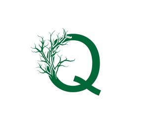 Abstract Letter Q Nature Nature Dead Tree Logo Icon. 
