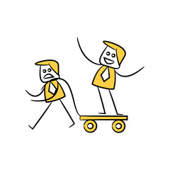 businessman and colleague on trolley stick figure design