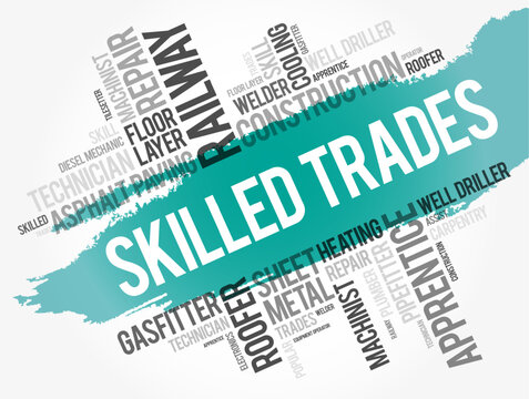 Skilled Trades word cloud collage, social concept background