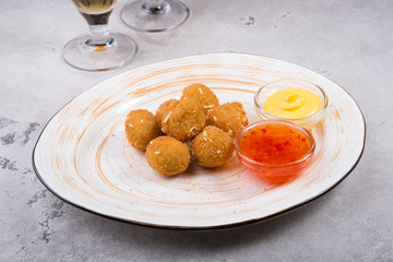 Beer snacks served on a plate