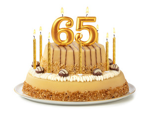 Festliche Torte mit goldenen Kerzen - Nummer 65