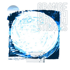 Obraz premium Blue brush stroke and texture. Grunge vector abstract hand - painted element. Underline and border design.