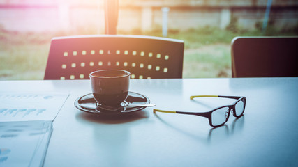 Trustworthy and thoughtful business plan On the desk in seminar room