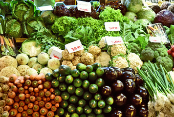 Variety or many mixed vegetable in then Central Market Hall Budapest.