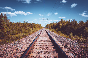 Fototapeta na wymiar Railway view from Kuhmo, Finland.