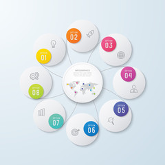 Business infographic and data visualization. Vector abstract infographics timeline design template. Diagram with steps, processes, layout, statistic, parts or options.