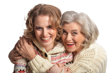 Close up portrait of senior woman with daughter