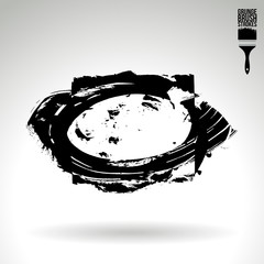 Black brush stroke and texture. Grunge vector abstract hand - painted element. Underline and border design.