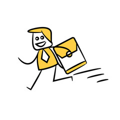 businessman carry mail yellow stick figure design