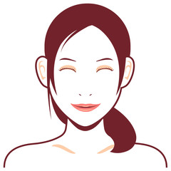 Young asian woman face vector illustration / smile 