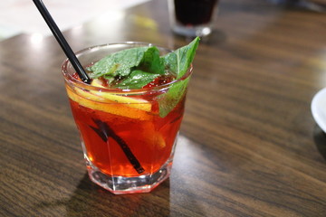 cocktail with lime and mint