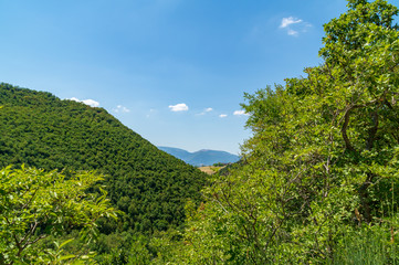 Fototapeta na wymiar Vista lungo il sentiero 168 Gola di Jana da Braccano