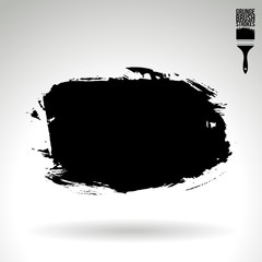 Black brush stroke and texture. Grunge vector abstract hand - painted element. Underline and border design.