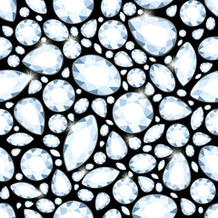 Seamless pattern of white diamonds on a black background.